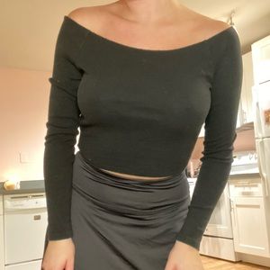 Black ribbed Long sleeve off shoulder Brandy Melville top